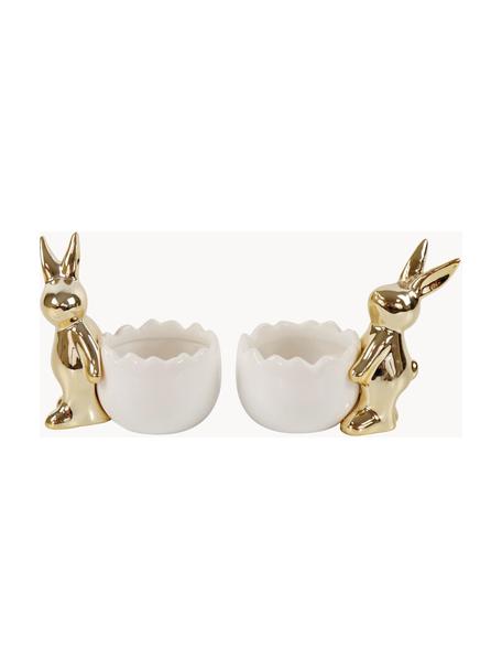 Súprava stojanov na vajíčka z porcelánu Goldglanz, 2 diely, Porcelán, Biela, odtiene zlatej, Š 7 x V 10 cm
