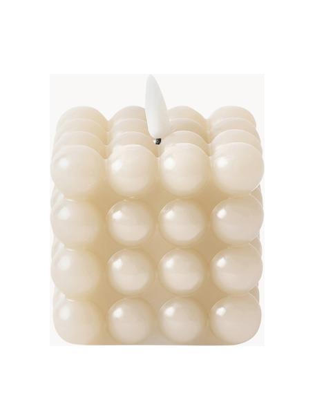 Batterij aangedreven LED-kaars Bolle met flikkerfunctie, Was, kunststof, Crèmewit, B 8 x H 10 cm