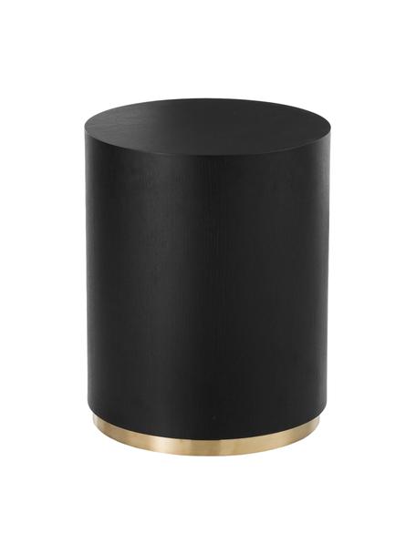 Ronde bijzettafel Clarice in zwart, Frame: MDF met essenhoutfineer, Voet: gecoat metaal, Zwart, Ø 40 x H 50 cm