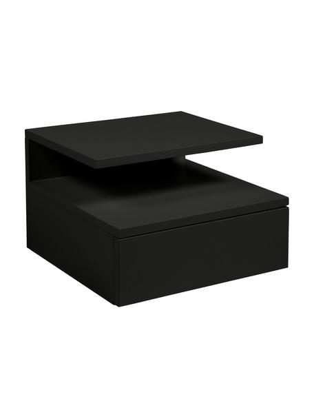 Nástěnný noční stolek se zásuvkou Ashlan, Lakovaná MDF deska (dřevovláknitá deska střední hustoty), Černá, Š 35 cm, V 23 cm