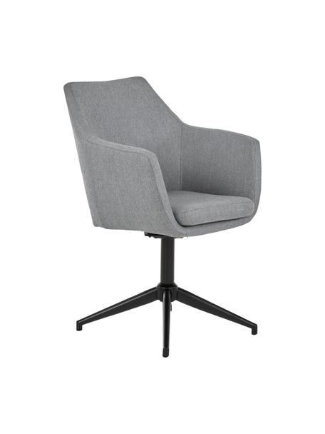 Čalouněná otočná židle s područkami Nora, Světle šedá, černá, Š 58 cm, H 57 cm