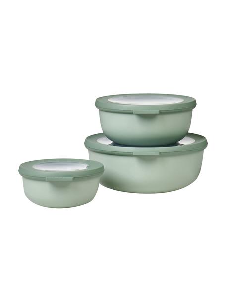 Set 3 recipienti rotondi Cirqula, Polipropilene (PP), elastomeri termoplastici (TPE), senza BPA, Verde salvia, 350 ml / 750 ml / 1,25 litri
