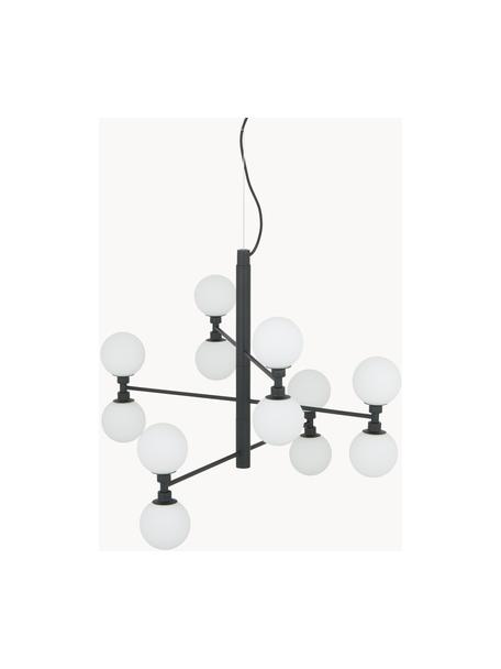 Grote hanglamp Grover met glazen bollen, Wit, zwart, Ø 70 x H 56 cm