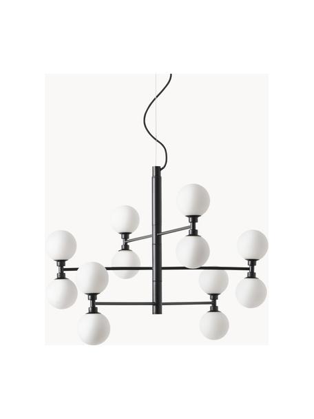 Grande suspension avec boules de verre Grover, Blanc, noir, Ø 70 x haut. 56 cm