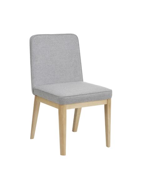Tapicerowane krzesło Koga, Tapicerka: 100% poliester Dzięki tka, Nogi: drewno jesionowe, Stelaż: metal, Jasnoszara tkanina, S 47 x W 86 cm