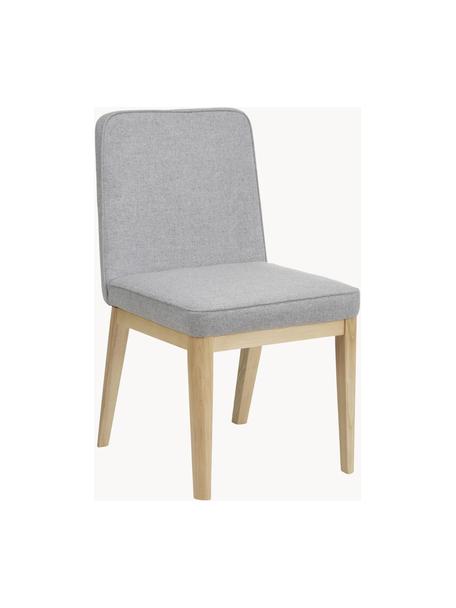 Silla tapizada Koga, Tapizado: 100% poliéster Alta resis, Patas: madera de fresno, Estructura: metal, Tejido gris claro, madera de fresno clara, An 47 x Al 86 cm