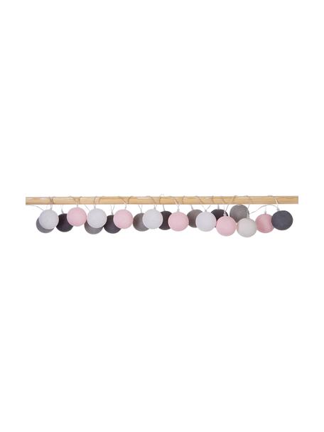 Ghirlanda a LED Colorain, 378 cm, 20 lampioni, Lanterne: poliestere, certificata W, Bianco, rosa, tonalità grigie, Lung. 378 cm