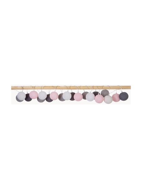Ghirlanda a LED Colorain, 378 cm, Rosa, tonalità grigie, Lung. 378 cm, 20 luci