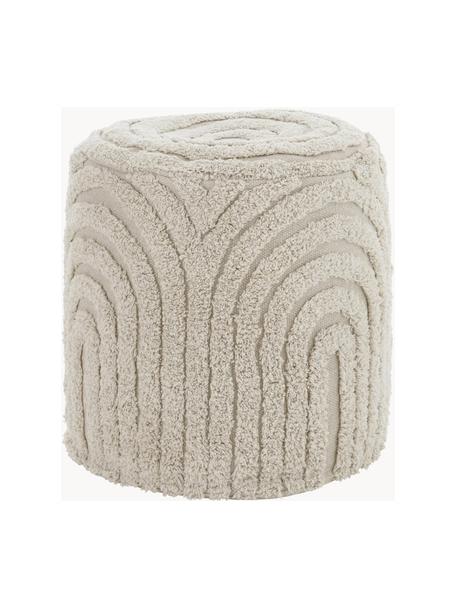 Pouf con superficie capitonné Erika, Rivestimento: 100% cotone, Tessuto beige chiaro, Ø 44 x Alt. 46 cm