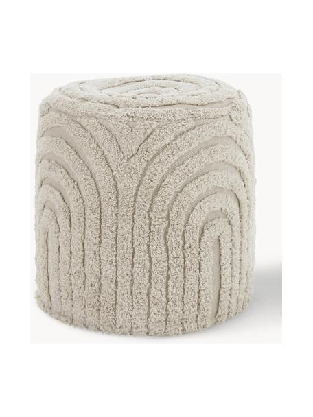 Pouf con superficie capitonné Erika, Rivestimento: 100% cotone, Tessuto beige chiaro, Ø 44 x Alt. 46 cm