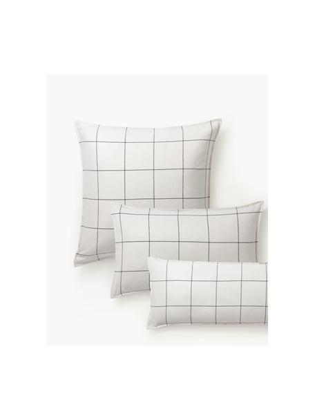 Karierter Flanell-Wendekopfkissenbezug Noelle aus Baumwolle in Cremeweiß, Webart: Flanell Fadendichte 155 T, Off-White, Grau, B 40 x L 80 cm