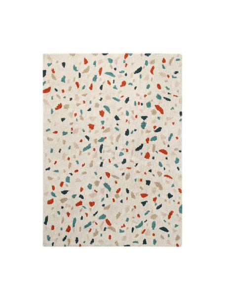 Handgewebter Kinder-Teppich Terrazzo, Flor: 97 % Baumwolle, 3 % Kunst, Hellbeige, Bunt, B 140 x L 200 cm (Größe M)