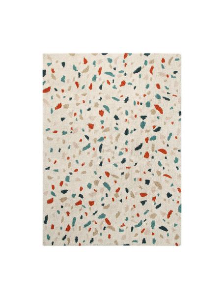 Handgeweven kindervloerkleed Terrazzo, Bovenzijde: 97% katoen, 3% kunstvezel, Onderzijde: 100% katoen, Lichtbeige, meerkleurig, B 140 x L 200 cm (maat M)