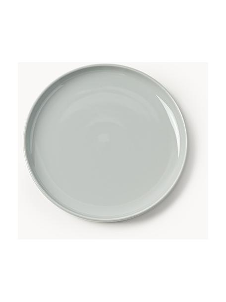 Porcelánové mělké talíře Nessa, 4 ks, Vysoce kvalitní porcelán, Světle šedá, lesklá, Ø 26 cm