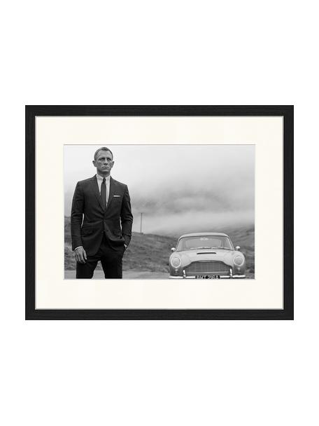 Ingelijste foto Daniel Craig als James Bond, Lijst: beukenhout FSC-gecertific, Zwart, gebroken wit, B 63 x H 53 cm