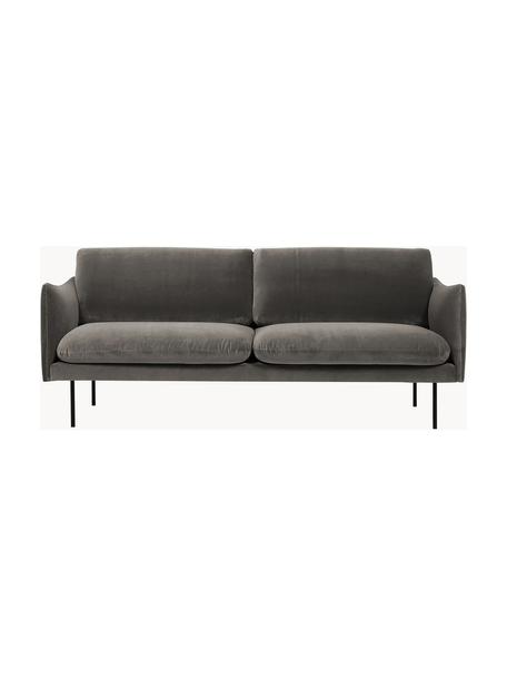 Fluwelen bank Moby (2-zits), Bekleding: fluweel (hoogwaardig poly, Frame: massief grenenhout, FSC-g, Poten: gepoedercoat metaal, Fluweel taupe, B 170 x D 95 cm