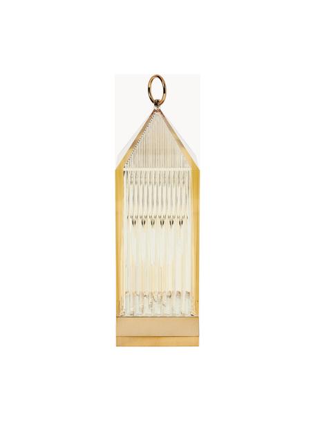 Lampada da tavolo portatile da esterno con stazione di ricarica Lantern, luce regolabile, Plastica, Dorato, Larg. 10 x Alt. 31 cm