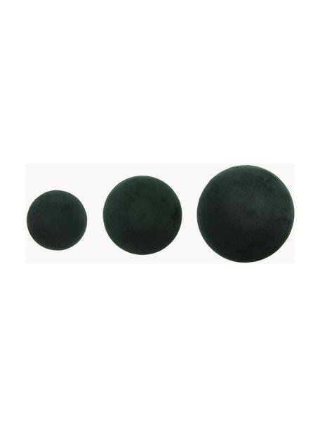 Set de colgadores de terciopelo Giza, 3 uds., Fijación: metal recubierto, Verde oscuro, latón, Set de diferentes tamaños