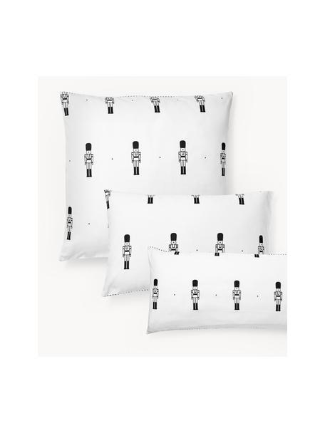 Funda de almohada doble cara de franela invernal Noan, Negro y blanco con cascanueces, An 50 x L 70 cm
