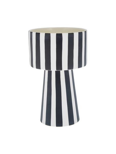 Portavaso in ceramica fatto a mano Toppu, Ceramica, Bianco, nero, Ø 15 x Alt. 24 cm