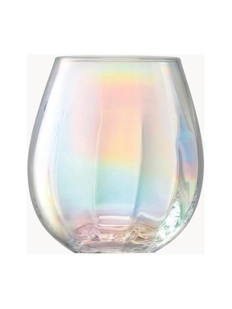 Bicchiere in vetro soffiato con riflessi madreperlacei Pearl 4 pz, Vetro, Trasparente, iridescente, Ø 9 x Alt. 10 cm, 425 ml