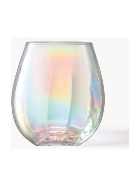 Mundgeblasene Wassergläser Pearl mit schimmerndem Perlmuttglanz, 4 Stück, Glas, Transparent, irisierend, Ø 9 x H 10 cm, 425 ml