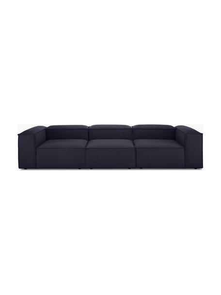Modulares Sofa Lennon (4-Sitzer), Bezug: 100 % Polyester Der strap, Gestell: Massives Kiefernholz FSC-, Füße: Kunststoff, Webstoff Dunkelblau, B 327 x T 119 cm