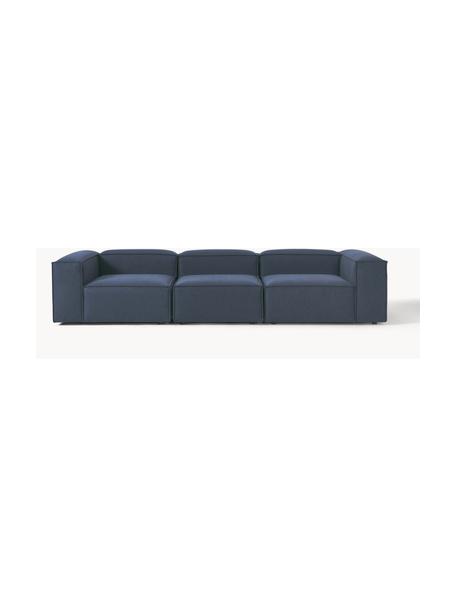 Modulares Sofa Lennon (4-Sitzer), Bezug: 100 % Polyester Der strap, Gestell: Massives Kiefernholz, Spe, Webstoff Dunkelblau, B 327 x T 119 cm