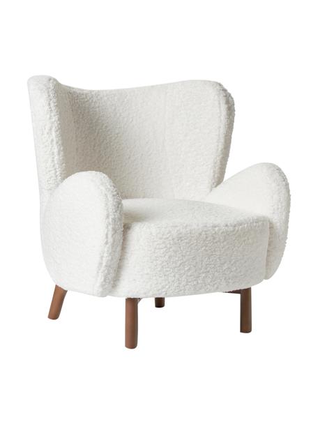 Teddy fauteuil Kalia in wit, Bekleding: teddyvacht (100% polyeste, Poten: beukenhout, Frame: metaal, Teddyvacht wit, B 78 x D 80 cm