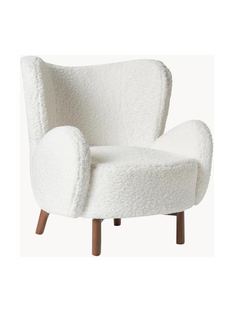 Teddy fauteuil Kalia, Bekleding: teddyvacht (100% polyeste, Poten: beukenhout, Frame: metaal, Teddy wit, donker beukenhout, B 78 x D 80 cm
