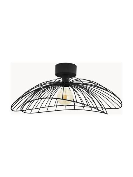 Grote plafond- en wandlamp Ray, Lamp: gelakt messing, Zwart, Ø 60 x H 20 cm