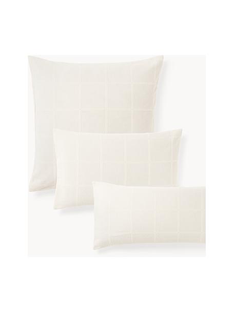 Funda de almohada a cuadros texturizados Vivienne, Reverso: tejido renforcé Densidad , Off White, blanco crema, An 50 x L 70 cm
