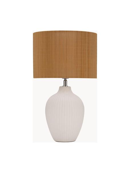 Lampa stołowa z drewna bambusowego Timber Glow, Biały, brązowy, Ø 28 x W 49 cm