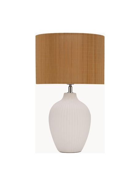 Stolová lampa vyrobená z bambusu Timber Glow, Biela, hnedá, Ø 28 x V 49 cm