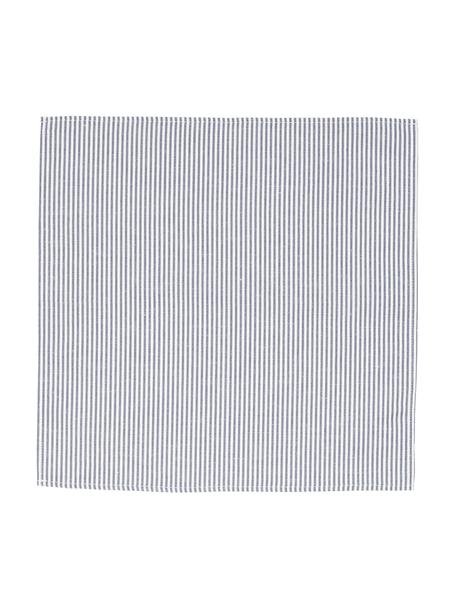 Serviette de table composée pour moitié de lin Rayures, Blanc, bleu, larg. 45 x long. 45 cm