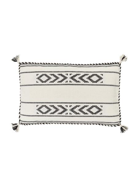 Bavlnený poťah na vankúš so strapcami Okiro, 100 %  bavlna, Béžová, čierna, Š 30 x D 50 cm