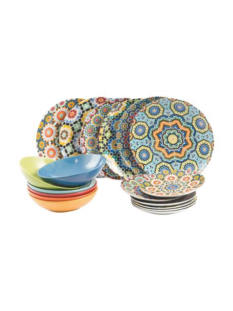 Sada porcelánového nádobí Marrakech, pro 6 osob (18 dílů), Porcelán, kamenina, Více barev, Sada s různými velikostmi