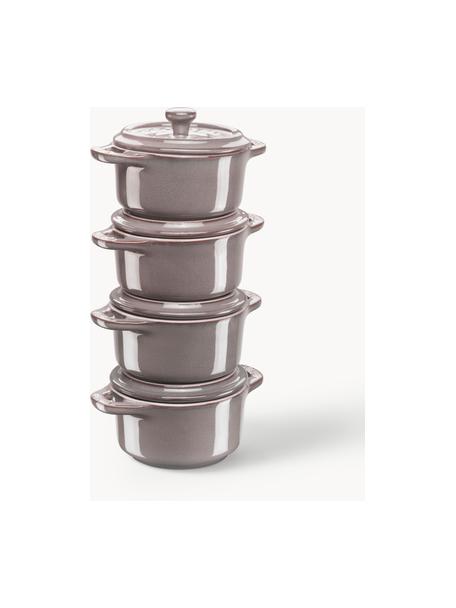 Set 4 casseruole Mini Cocotte, Ceramica smaltata, Greige, Ø 10 x Alt. 7 cm, 200 ml