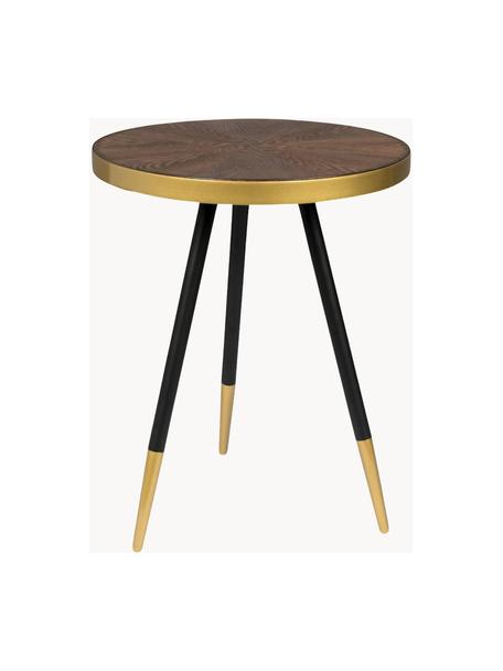 Tavolino rotondo Denise, Legno scuro, dorato, Ø 45 x Alt. 45 cm