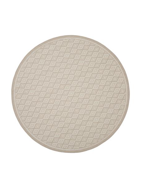 Okrągły dywan wewnętrzny/zewnętrzny Capri, 86% polipropylen, 14% poliester, Biały, beżowy, Ø 200 cm (Rozmiar L)