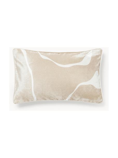 Housse de coussin en velours Seraphina, Velours (51 % coton, 49 % viscose), Beige clair, blanc, larg. 30 x long. 50 cm