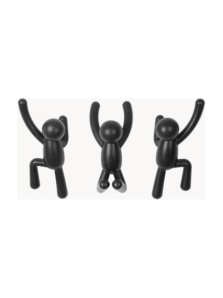 Patères design Buddy, 3 élém., Plastique (ABS), Noir, Lot de différentes tailles