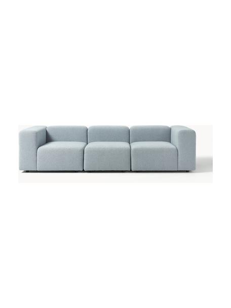 Modulares Bouclé-Sofa Lena (4-Sitzer), Bezug: Bouclé (93 % Polyester, 6, Gestell: Kiefernholz, Schichtholz,, Füße: Kunststoff, Bouclé Hellblau, B 284 x T 106 cm