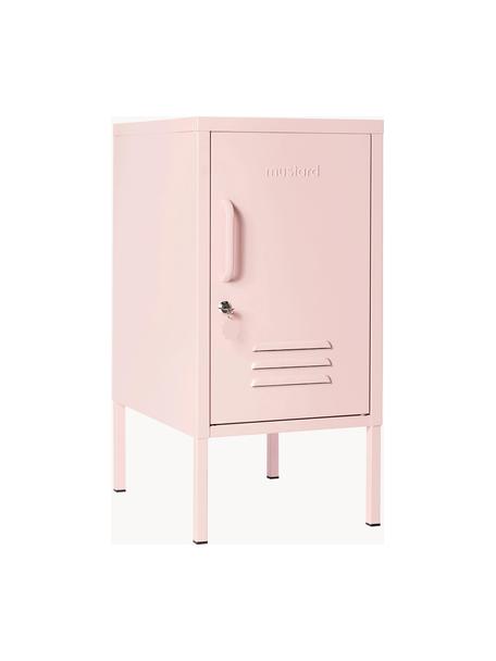 Mesita de noche taquilla de metal The Shorty, apertura de puerta izquierda o derecha, Acero con pintura en polvo, Rosa claro, Apertura hacia la derecha