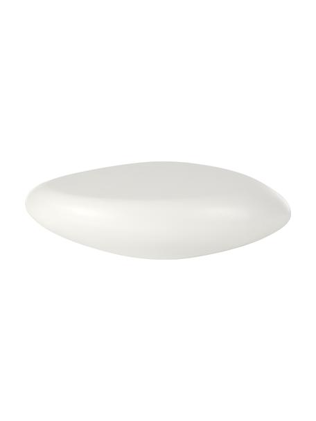 Tavolino da salotto bianco a forma di pietra Pietra, Plastica in fibra di vetro laccata per essere antigraffio, Bianco, Larg. 116 x Alt. 28 cm