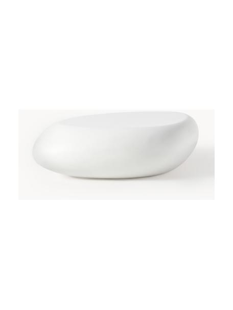 Table basse en forme de galet Pietra, Plastique en fibre de verre, peint, Blanc, larg. 116 x prof. 77 cm