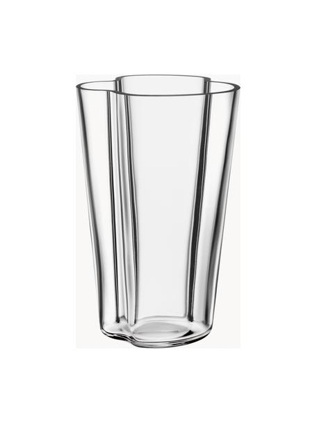 Mundgeblasene Vase Alvar Aalto, H 22 cm, Glas, mundgeblasen, Transparent, B 14 x H 22 cm