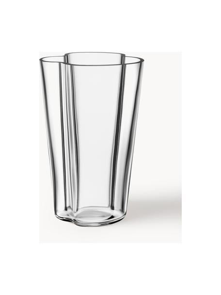 Mundgeblasene Vase Alvar Aalto, H 22 cm, Glas, mundgeblasen, Transparent, B 14 x H 22 cm