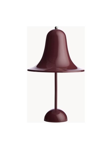 Kleine mobile LED-Tischlampe Pantop, Design Verner Panton, Kunststoff, Weinrot, glänzend, Ø 18 x H 30 cm