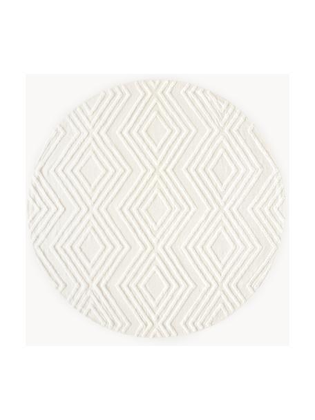 Tapis rond en coton Ziggy, 100 % coton, Blanc crème, Ø 200 cm (taille L)